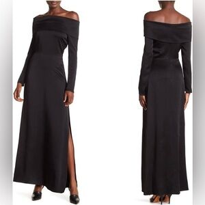 Off-Shoulder Black Long Sleeve Maxi Dress from Theory